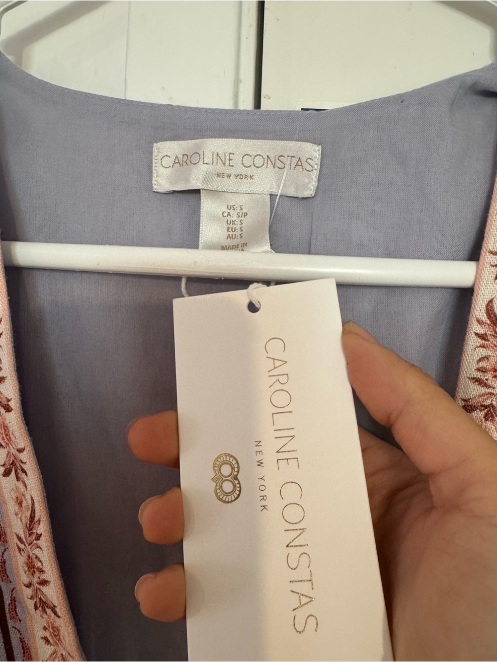 Caroline Constas Lavender Floral Linen Maxi Dress S - Picture 7 of 8